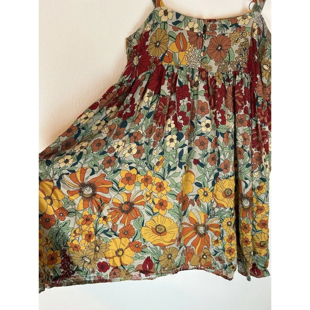 Natural Life Sz M Patti Red Yellow Floral Tropical Boho Tank Mini Dress - Picture 4 of 4